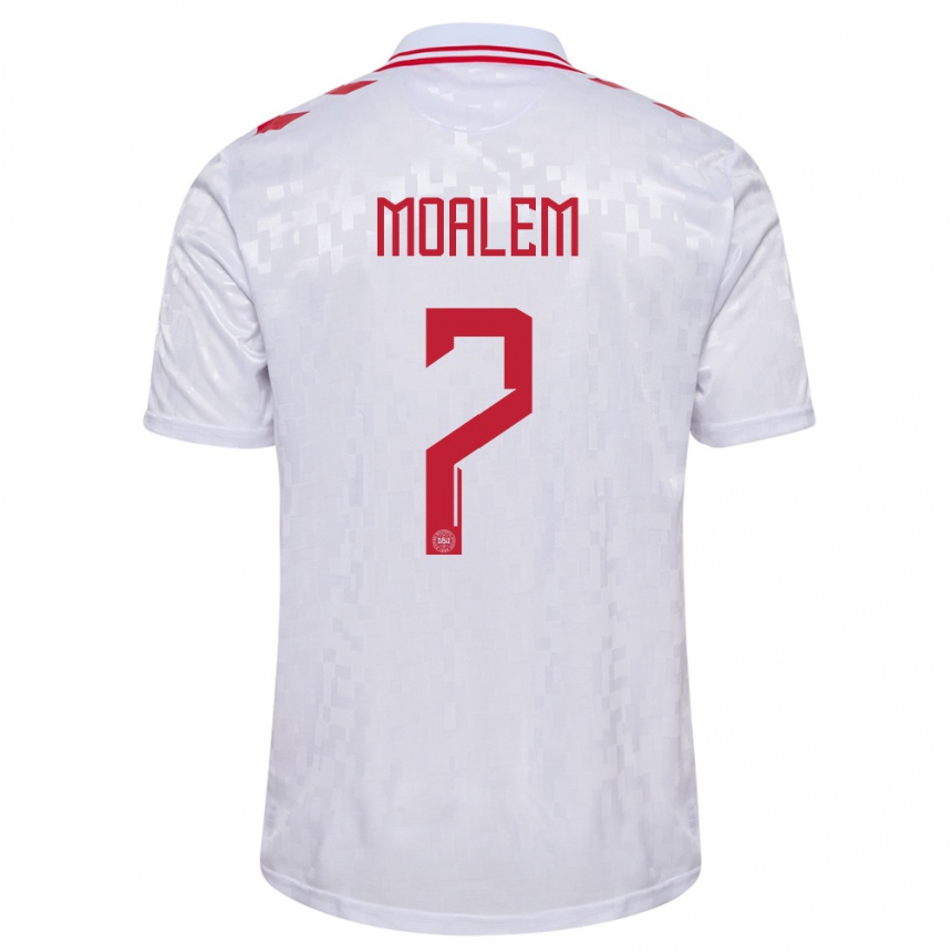 Niño Fútbol Camiseta Dinamarca Jonathan Moalem #7 Blanco 2ª Equipación 24-26 Perú