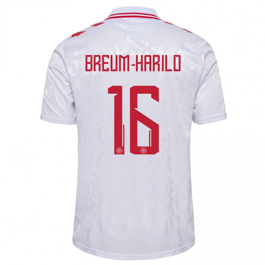 Niño Fútbol Camiseta Dinamarca Tobias Breum-Harild #16 Blanco 2ª Equipación 24-26 Perú