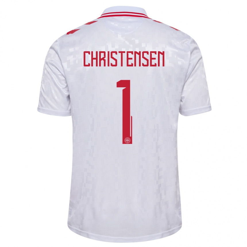 Niño Fútbol Camiseta Dinamarca Lene Christensen #1 Blanco 2ª Equipación 24-26 Perú