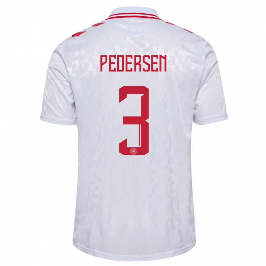 Niño Fútbol Camiseta Dinamarca Stine Ballisager Pedersen #3 Blanco 2ª Equipación 24-26 Perú