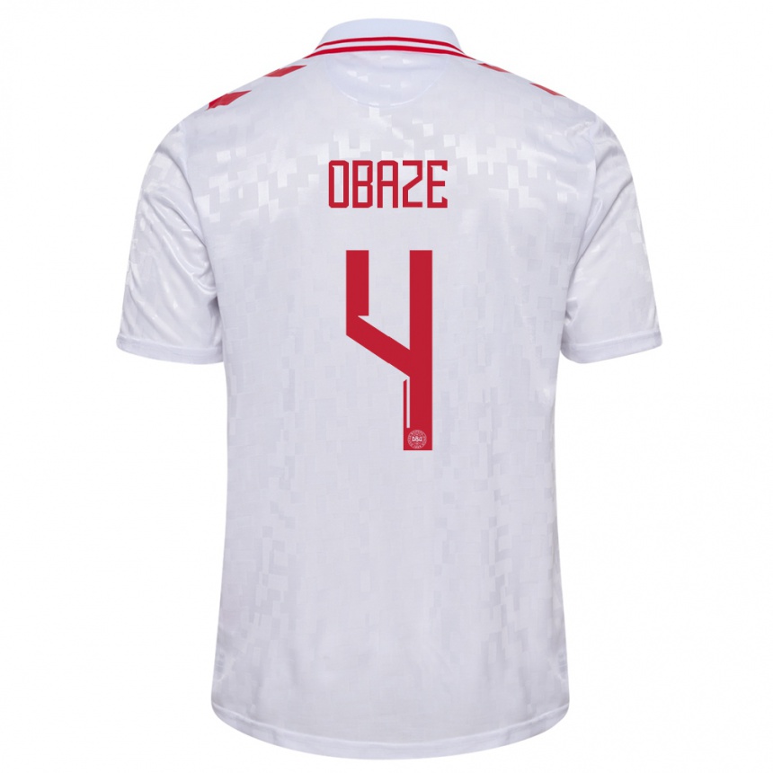 Niño Fútbol Camiseta Dinamarca Isabella Obaze #4 Blanco 2ª Equipación 24-26 Perú