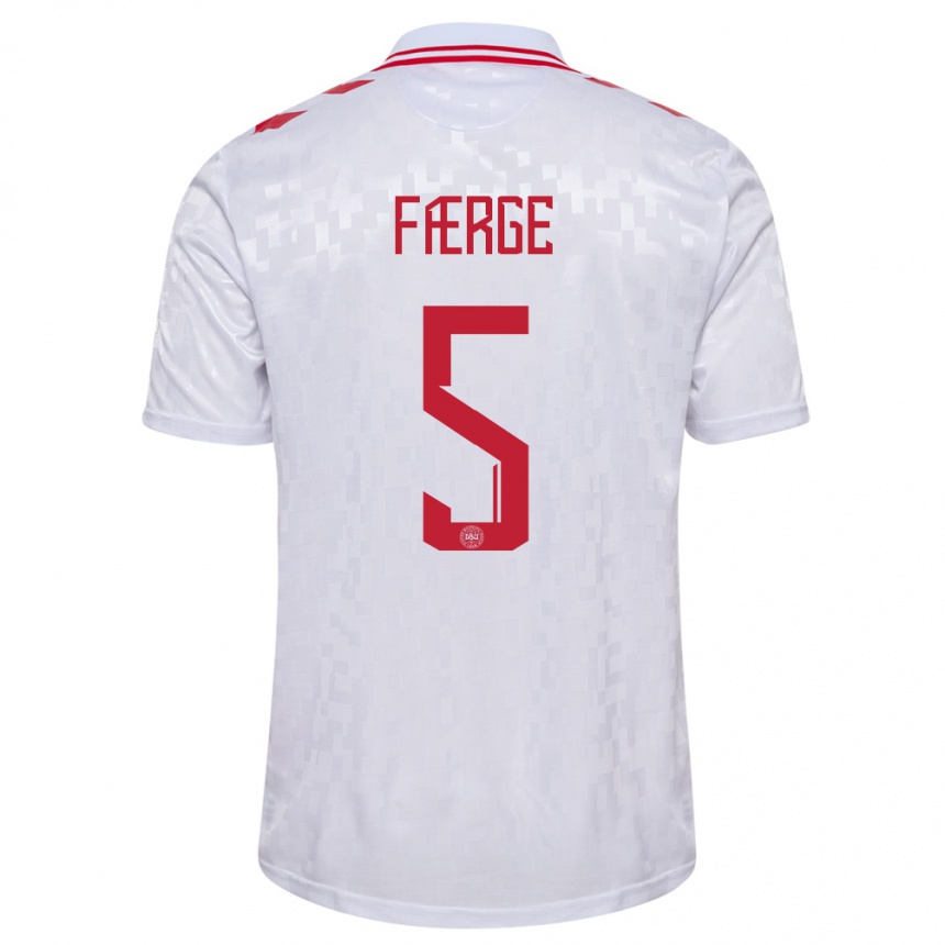 Niño Fútbol Camiseta Dinamarca Emma Farge #5 Blanco 2ª Equipación 24-26 Perú