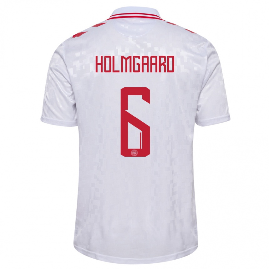 Niño Fútbol Camiseta Dinamarca Karen Holmgaard #6 Blanco 2ª Equipación 24-26 Perú