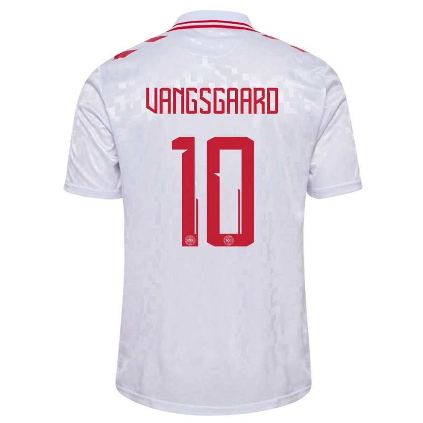 Niño Fútbol Camiseta Dinamarca Amalie Vangsgaard #10 Blanco 2ª Equipación 24-26 Perú