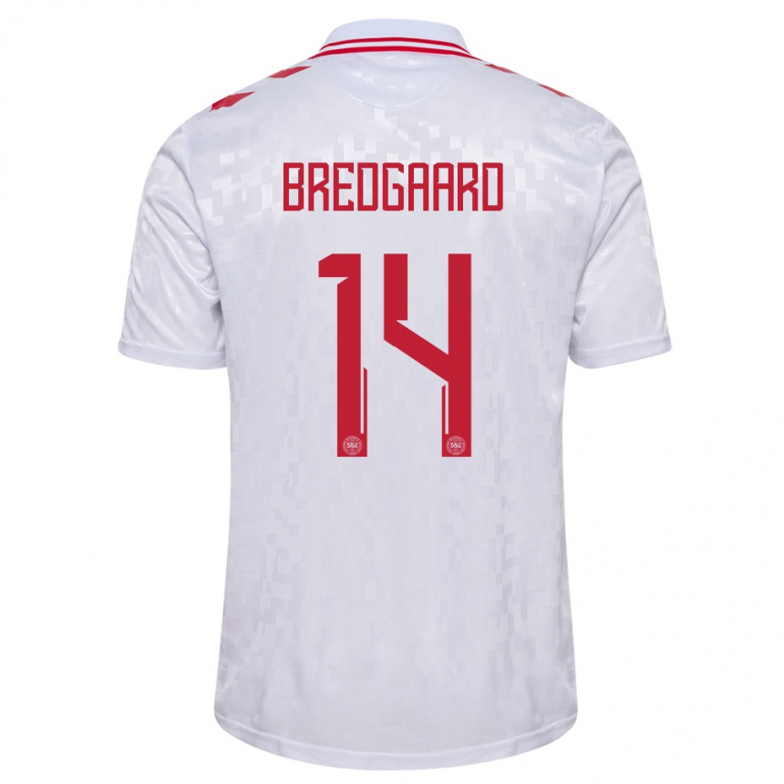 Niño Fútbol Camiseta Dinamarca Sofie Bredgaard #14 Blanco 2ª Equipación 24-26 Perú