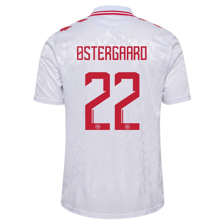 Niño Fútbol Camiseta Dinamarca Maja Bay Ostergaard #22 Blanco 2ª Equipación 24-26 Perú