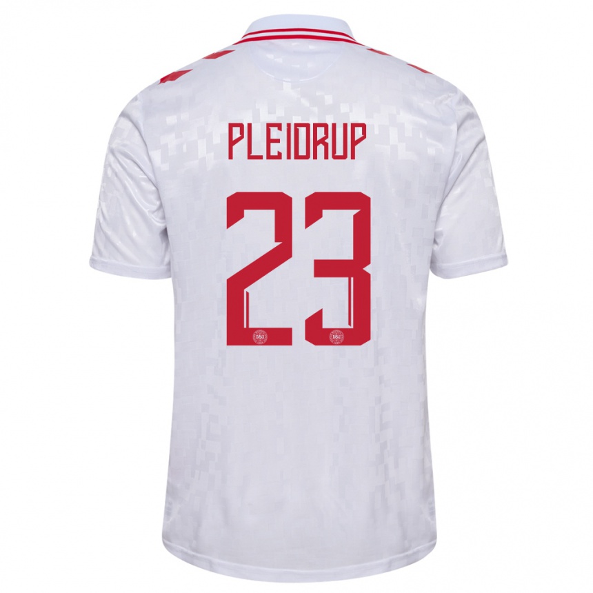 Niño Fútbol Camiseta Dinamarca Caroline Pleidrup #23 Blanco 2ª Equipación 24-26 Perú