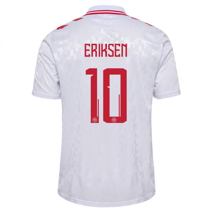 Niño Fútbol Camiseta Dinamarca Christian Eriksen #10 Blanco 2ª Equipación 24-26 Perú