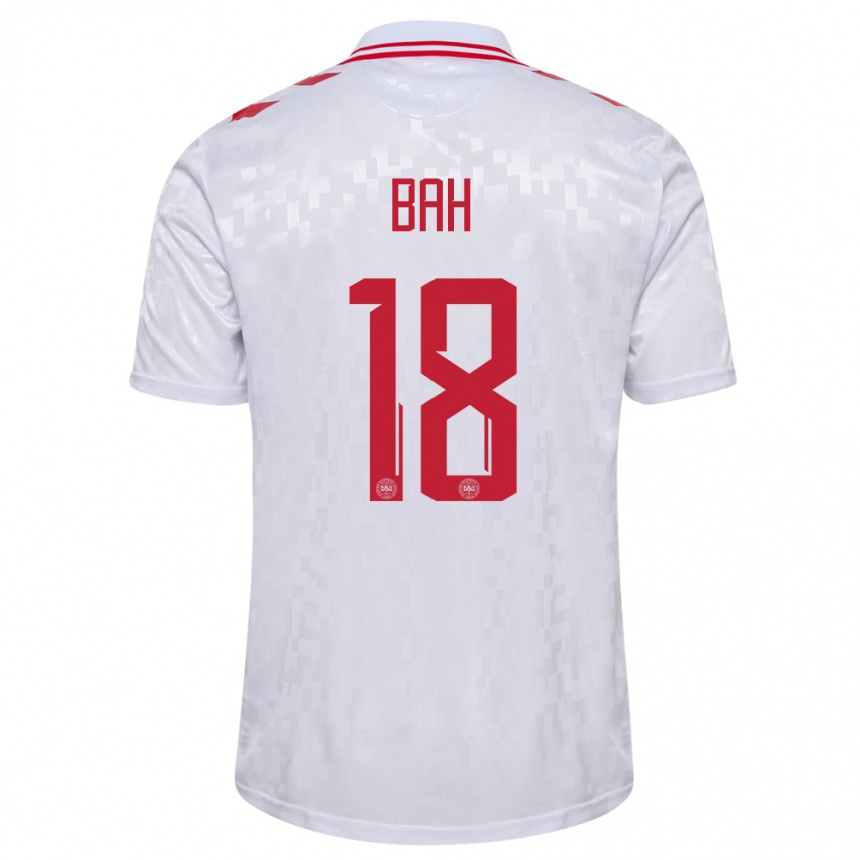 Niño Fútbol Camiseta Dinamarca Alexander Bah #18 Blanco 2ª Equipación 24-26 Perú