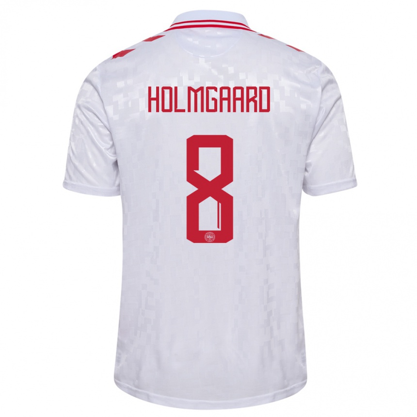 Niño Fútbol Camiseta Dinamarca Sara Holmgaard #8 Blanco 2ª Equipación 24-26 Perú