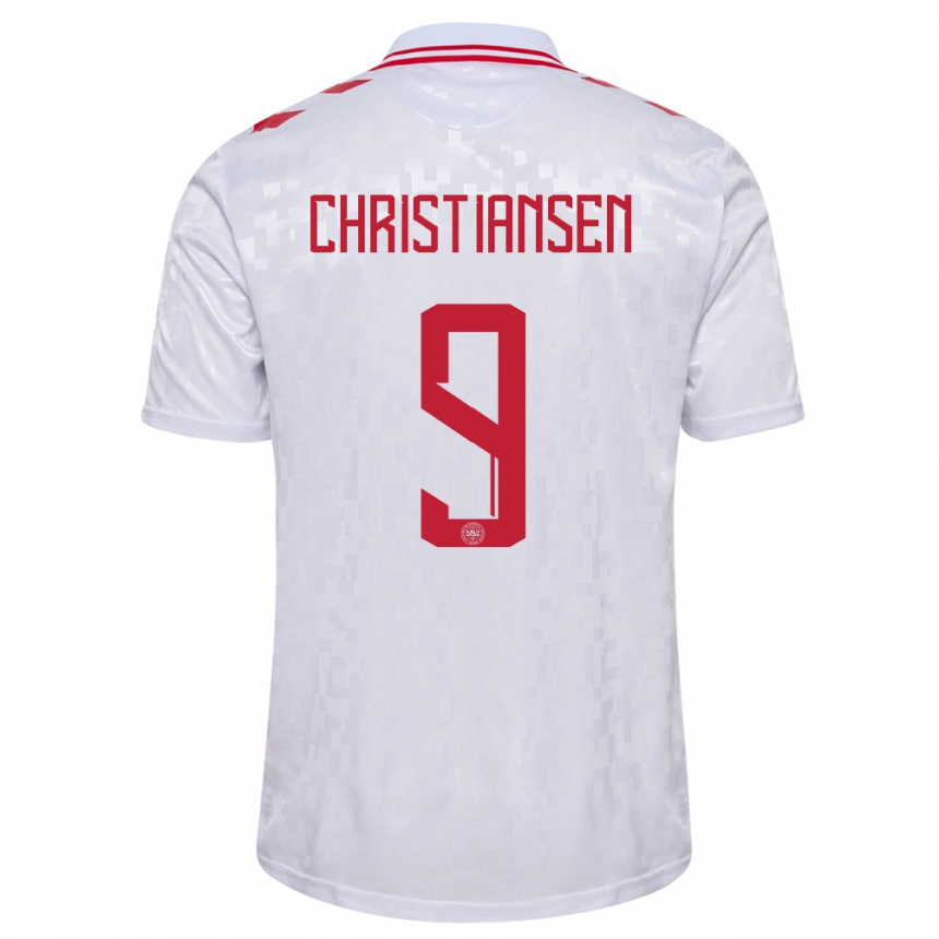 Niño Fútbol Camiseta Dinamarca Nanna Christiansen #9 Blanco 2ª Equipación 24-26 Perú