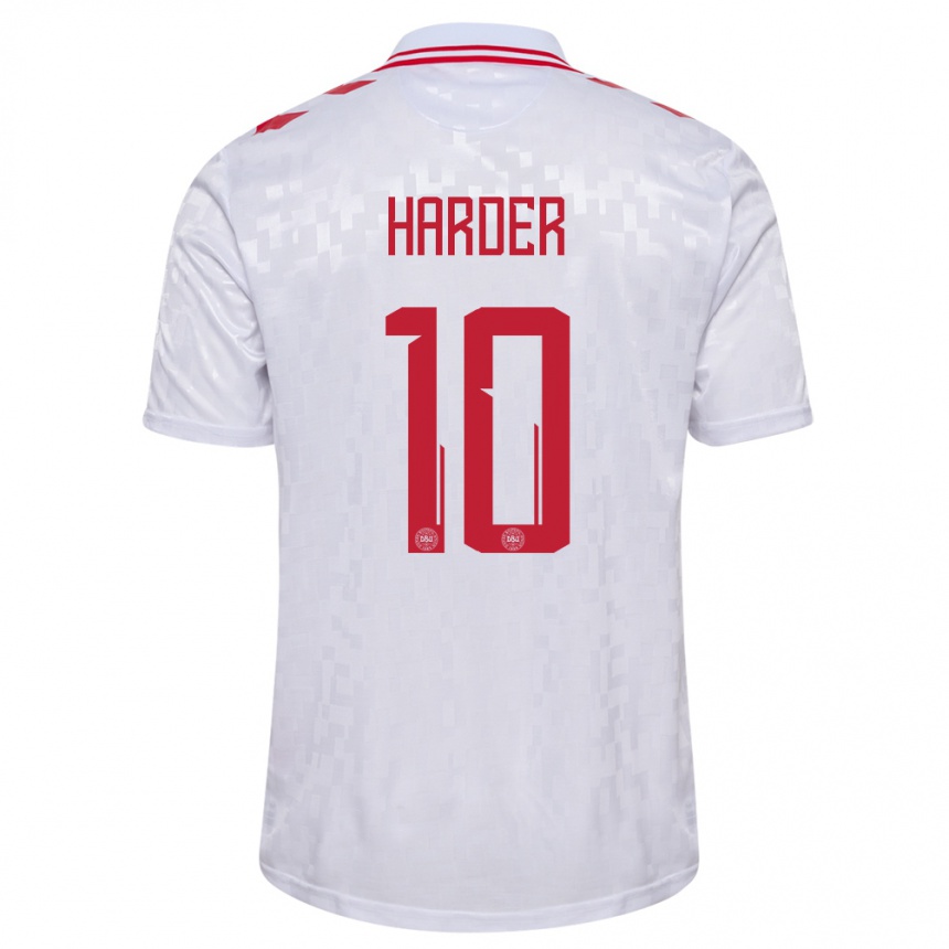 Niño Fútbol Camiseta Dinamarca Pernille Harder #10 Blanco 2ª Equipación 24-26 Perú