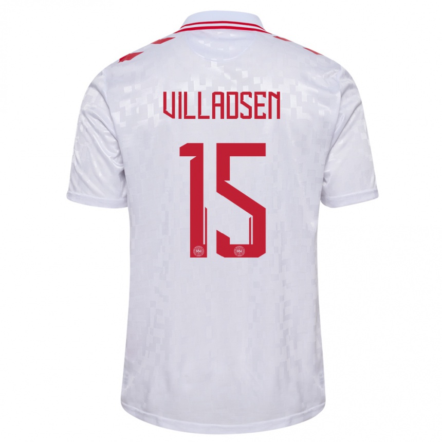 Niño Fútbol Camiseta Dinamarca Oliver Villadsen #15 Blanco 2ª Equipación 24-26 Perú