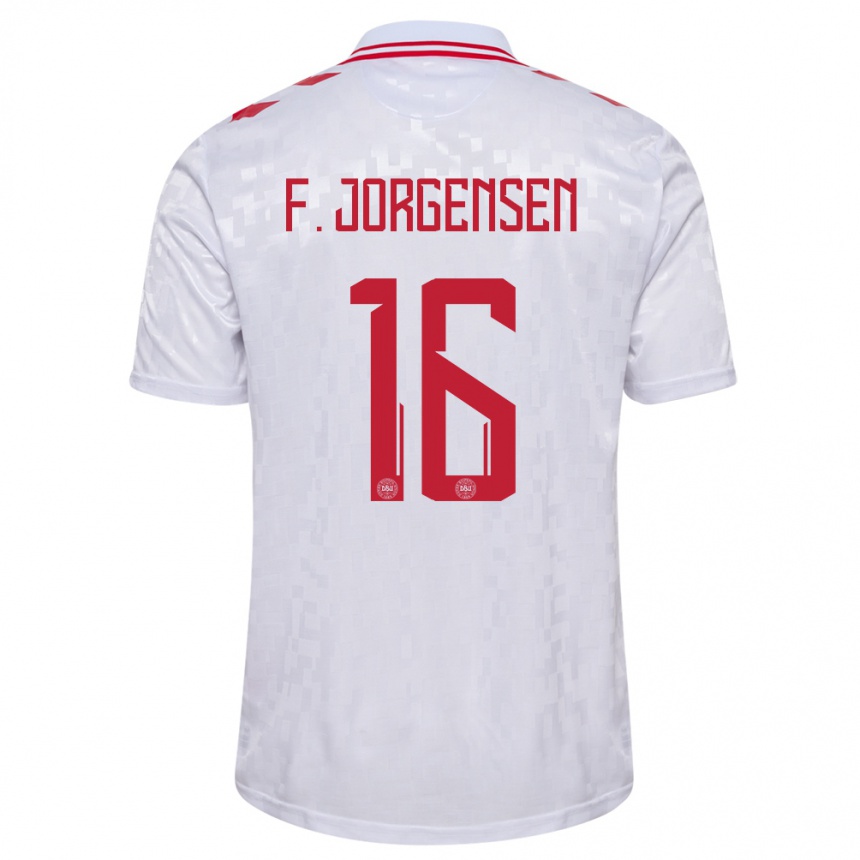 Niño Fútbol Camiseta Dinamarca Filip Jorgensen #16 Blanco 2ª Equipación 24-26 Perú