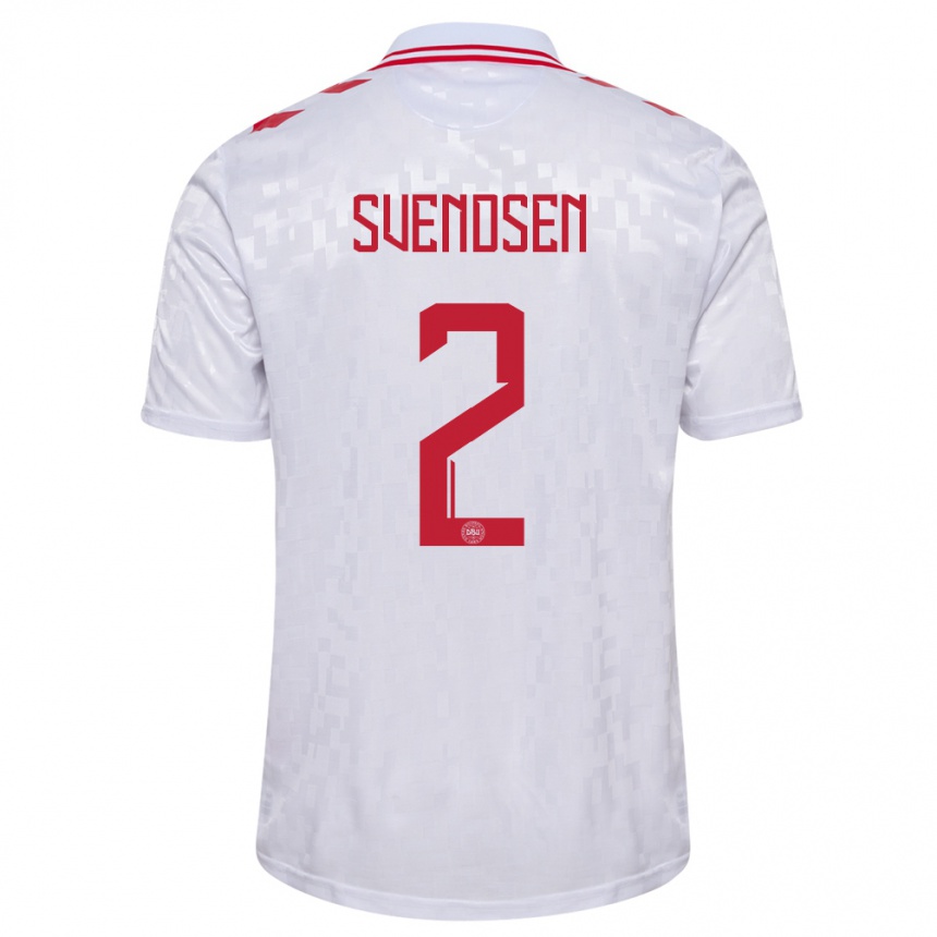 Niño Fútbol Camiseta Dinamarca Oliver Svendsen #2 Blanco 2ª Equipación 24-26 Perú