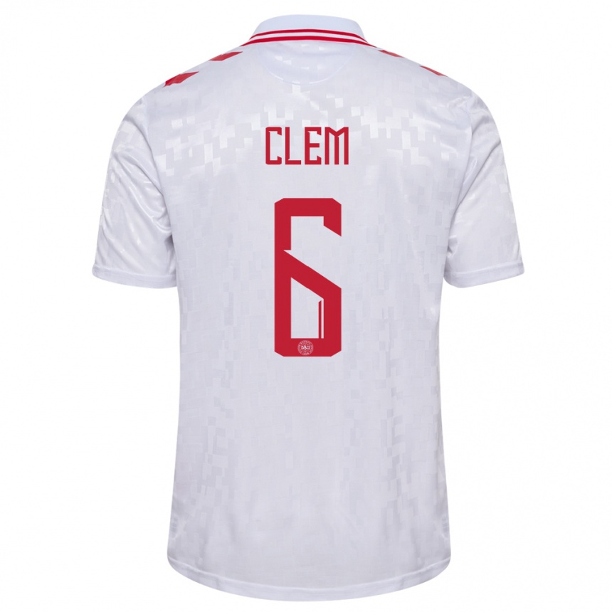 Niño Fútbol Camiseta Dinamarca William Clem #6 Blanco 2ª Equipación 24-26 Perú