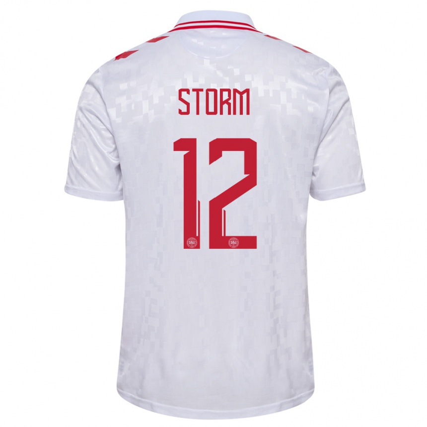 Niño Fútbol Camiseta Dinamarca Tobias Storm #12 Blanco 2ª Equipación 24-26 Perú