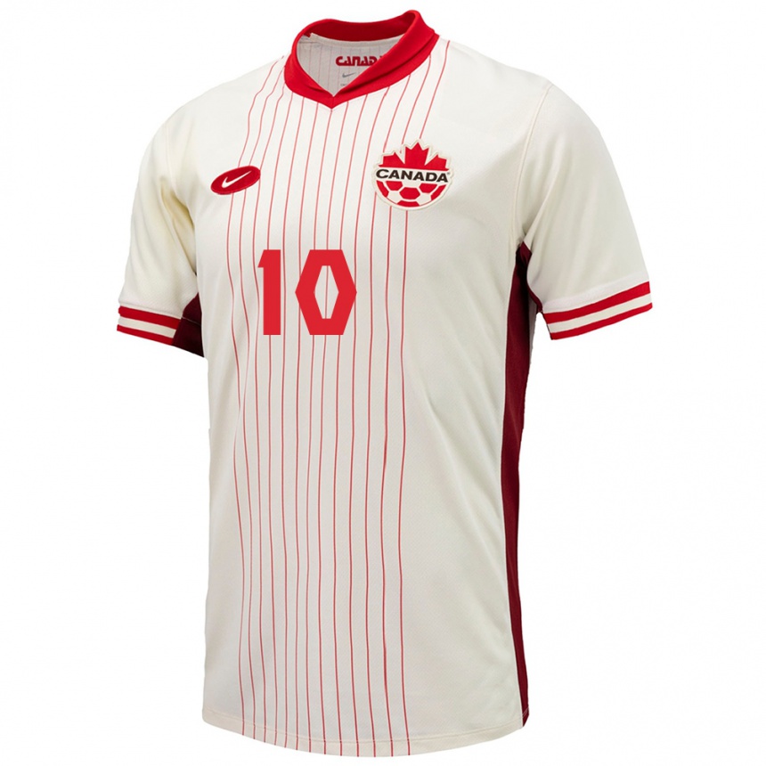 Niño Fútbol Camiseta Canadá Jonathan David #10 Blanco 2ª Equipación 24-26 Perú