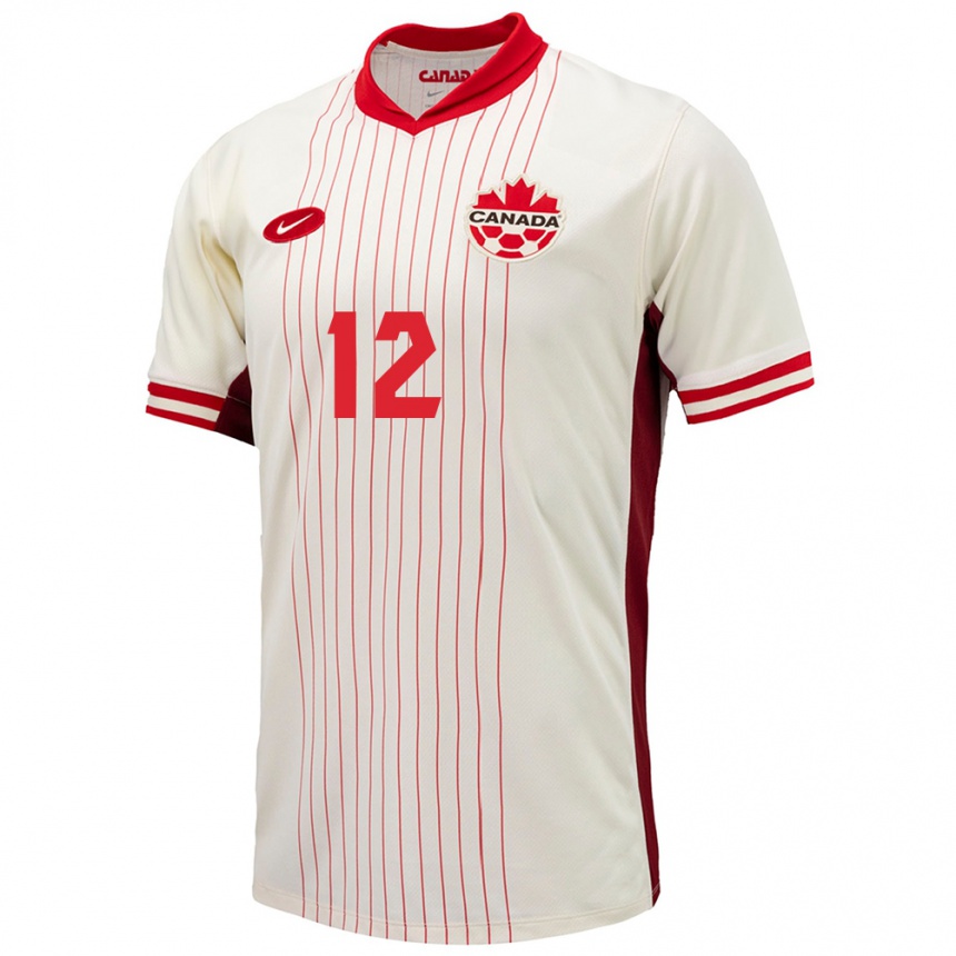 Niño Fútbol Camiseta Canadá Jefferson Alphonse #12 Blanco 2ª Equipación 24-26 Perú