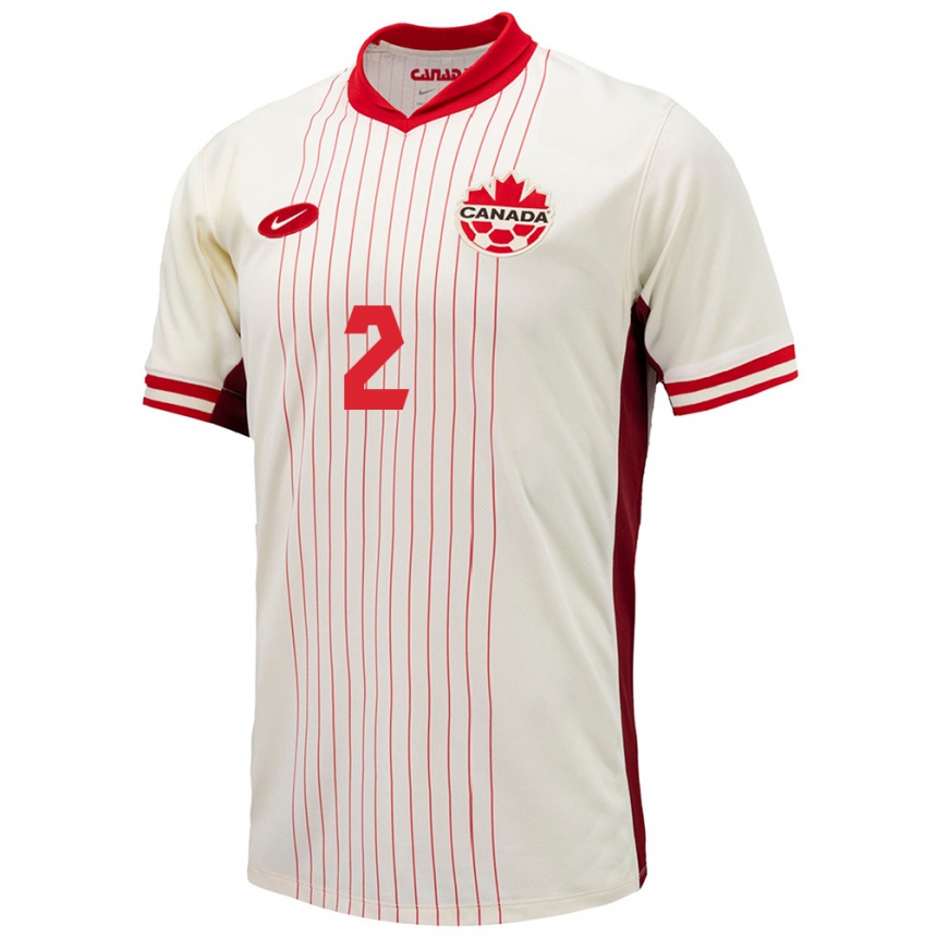 Niño Fútbol Camiseta Canadá Alistair Johnston #2 Blanco 2ª Equipación 24-26 Perú