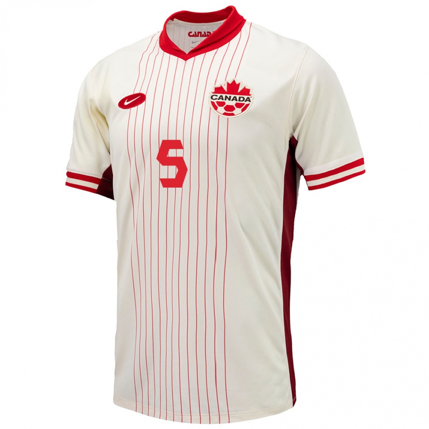 Niño Fútbol Camiseta Canadá Joel Waterman #5 Blanco 2ª Equipación 24-26 Perú