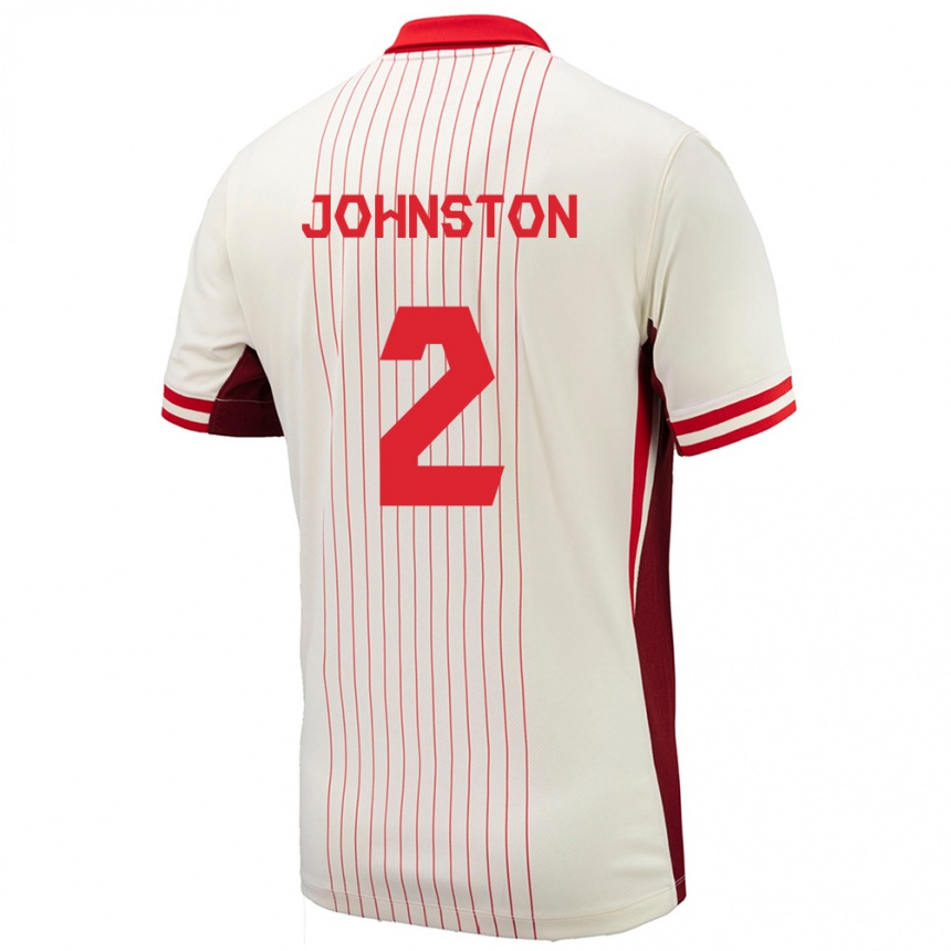 Niño Fútbol Camiseta Canadá Alistair Johnston #2 Blanco 2ª Equipación 24-26 Perú