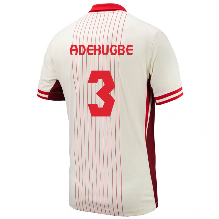 Niño Fútbol Camiseta Canadá Samuel Adekugbe #3 Blanco 2ª Equipación 24-26 Perú