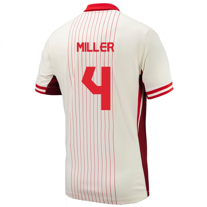 Niño Fútbol Camiseta Canadá Kamal Miller #4 Blanco 2ª Equipación 24-26 Perú