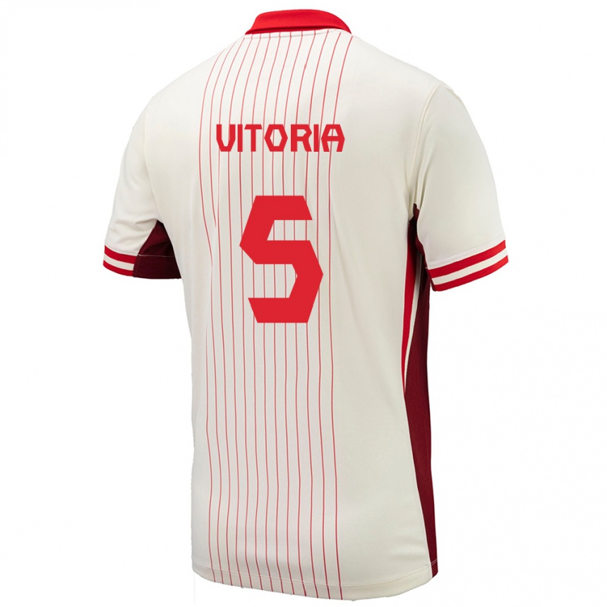 Niño Fútbol Camiseta Canadá Steven Vitoria #5 Blanco 2ª Equipación 24-26 Perú