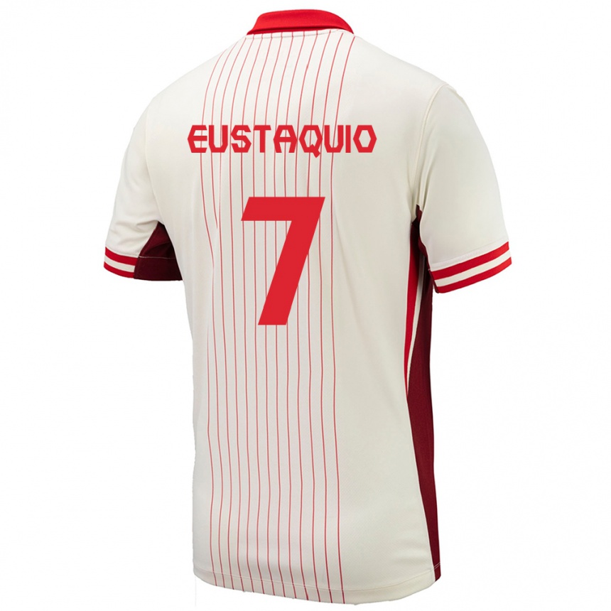 Niño Fútbol Camiseta Canadá Stephen Eustaquio #7 Blanco 2ª Equipación 24-26 Perú