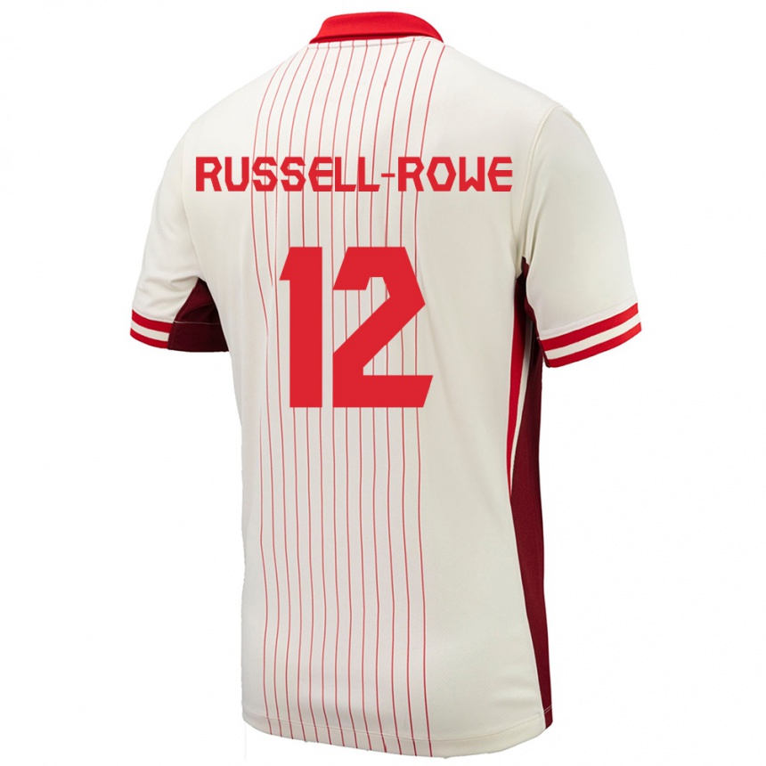 Niño Fútbol Camiseta Canadá Jacen Russell-Rowe #12 Blanco 2ª Equipación 24-26 Perú