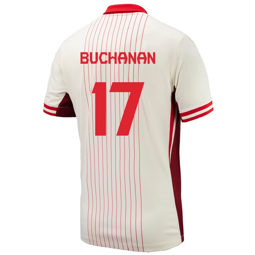 Niño Fútbol Camiseta Canadá Tajon Buchanan #17 Blanco 2ª Equipación 24-26 Perú