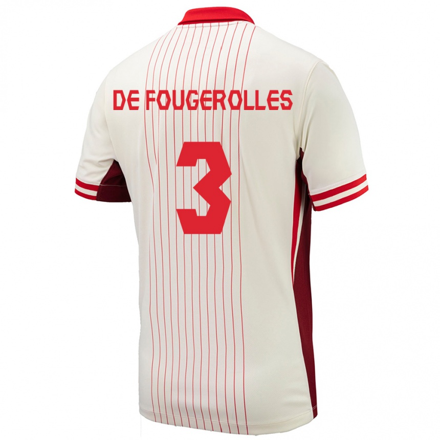 Niño Fútbol Camiseta Canadá Luc De Fougerolles #3 Blanco 2ª Equipación 24-26 Perú