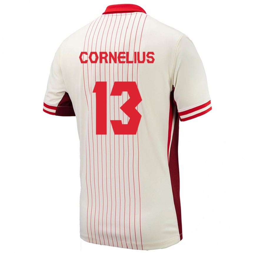 Niño Fútbol Camiseta Canadá Derek Cornelius #13 Blanco 2ª Equipación 24-26 Perú