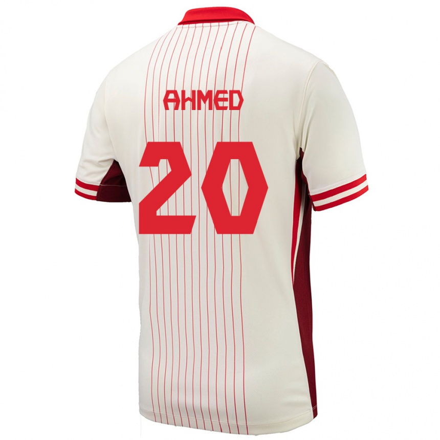 Niño Fútbol Camiseta Canadá Ali Ahmed #20 Blanco 2ª Equipación 24-26 Perú