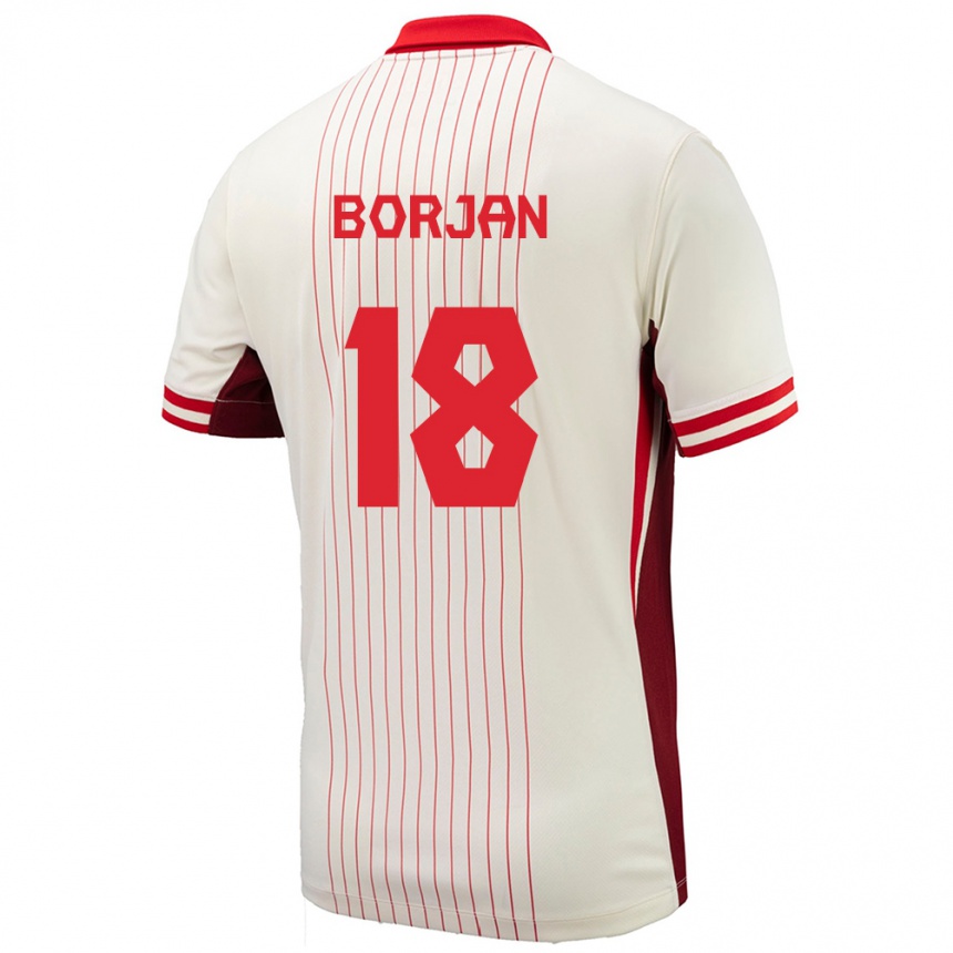 Niño Fútbol Camiseta Canadá Milan Borjan #18 Blanco 2ª Equipación 24-26 Perú