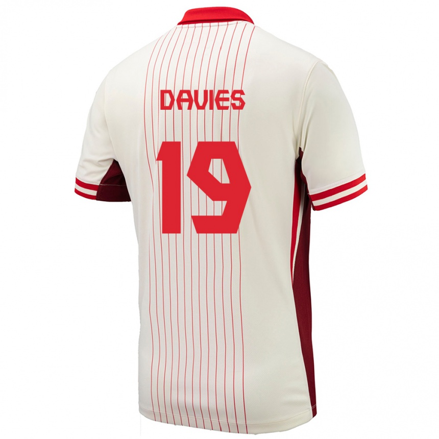 Niño Fútbol Camiseta Canadá Alphonso Davies #19 Blanco 2ª Equipación 24-26 Perú