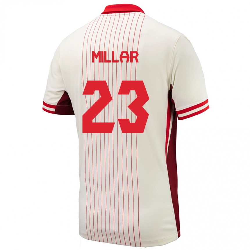 Niño Fútbol Camiseta Canadá Liam Millar #23 Blanco 2ª Equipación 24-26 Perú