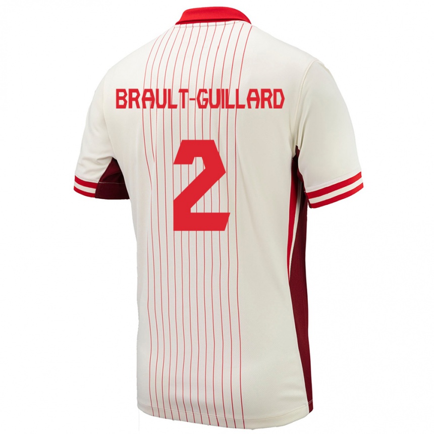 Niño Fútbol Camiseta Canadá Zachary Brault-Guillard #2 Blanco 2ª Equipación 24-26 Perú