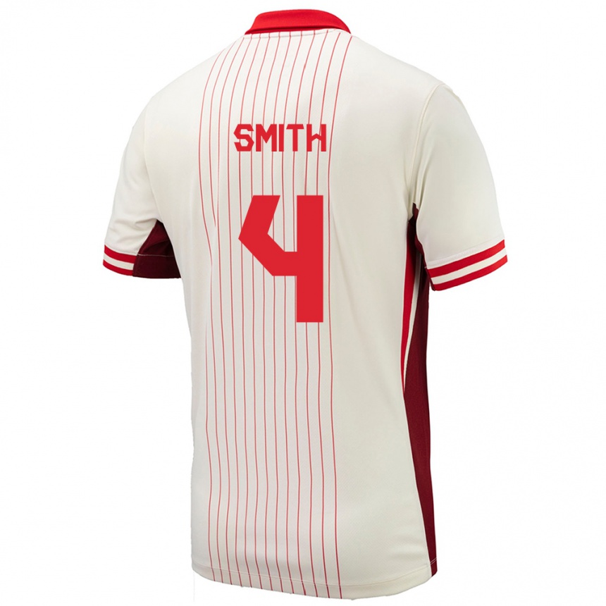 Niño Fútbol Camiseta Canadá Justin Smith #4 Blanco 2ª Equipación 24-26 Perú