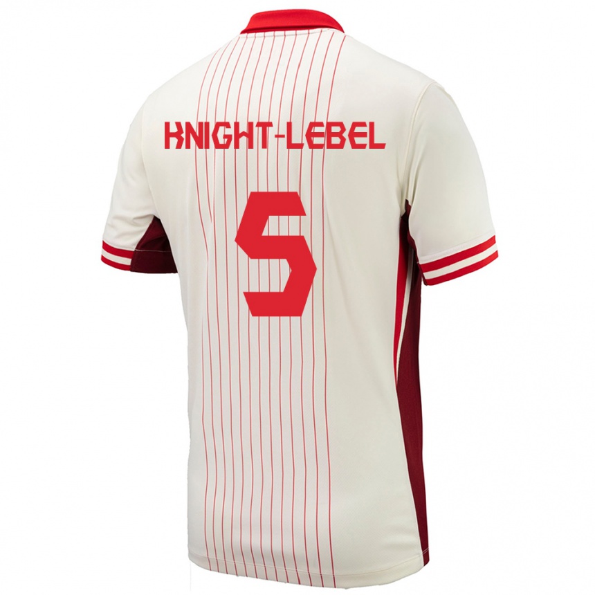 Niño Fútbol Camiseta Canadá Jamie Knight Lebel #5 Blanco 2ª Equipación 24-26 Perú