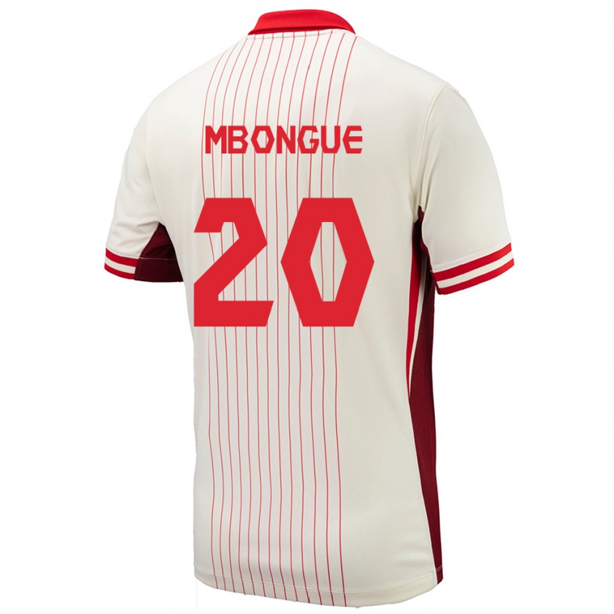 Niño Fútbol Camiseta Canadá Hugo Mbongue #20 Blanco 2ª Equipación 24-26 Perú