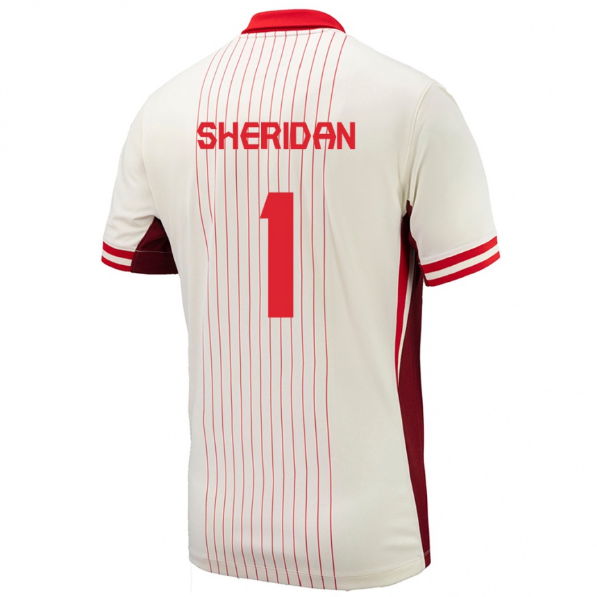 Niño Fútbol Camiseta Canadá Kailen Sheridan #1 Blanco 2ª Equipación 24-26 Perú