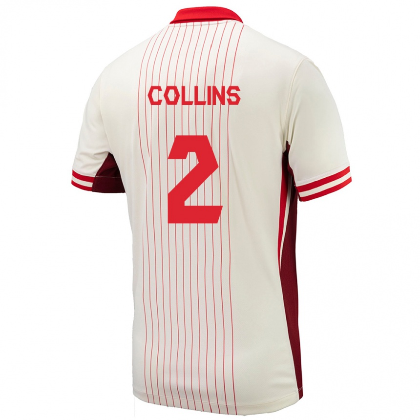 Niño Fútbol Camiseta Canadá Sydney Collins #2 Blanco 2ª Equipación 24-26 Perú