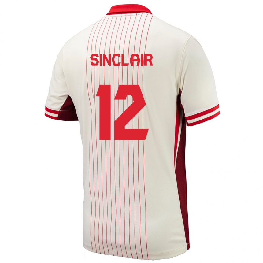 Niño Fútbol Camiseta Canadá Christine Sinclair #12 Blanco 2ª Equipación 24-26 Perú