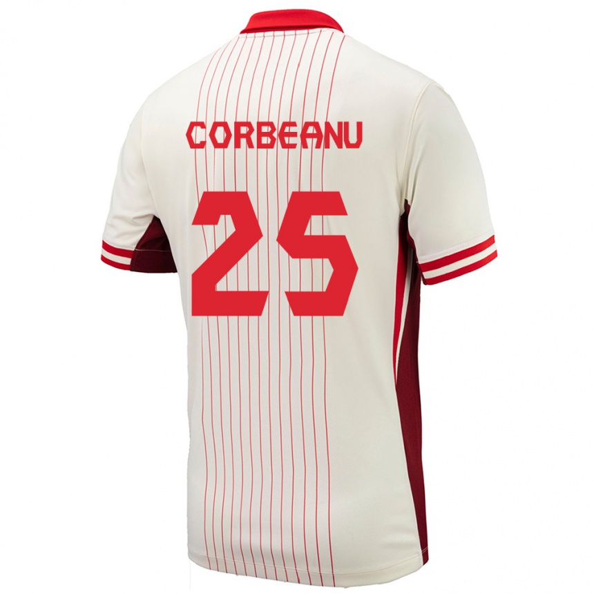 Niño Fútbol Camiseta Canadá Theo Corbeanu #25 Blanco 2ª Equipación 24-26 Perú