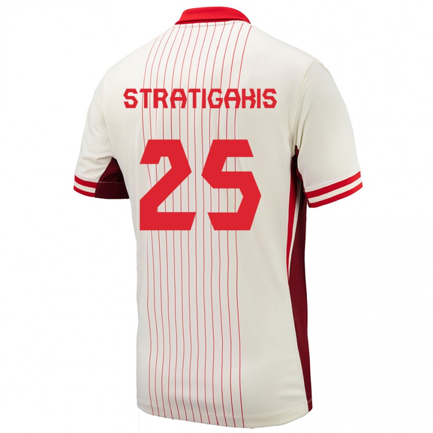 Niño Fútbol Camiseta Canadá Sarah Stratigakis #25 Blanco 2ª Equipación 24-26 Perú