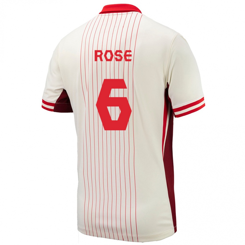 Niño Fútbol Camiseta Canadá Deanne Rose #6 Blanco 2ª Equipación 24-26 Perú