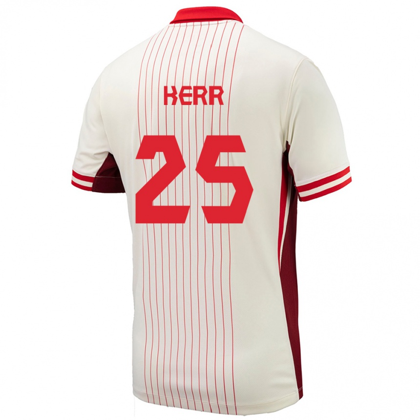 Niño Fútbol Camiseta Canadá Devon Kerr #25 Blanco 2ª Equipación 24-26 Perú