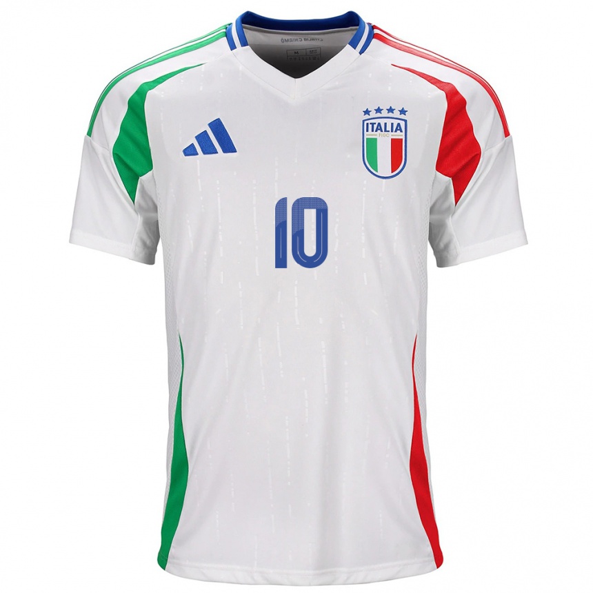 Niño Fútbol Camiseta Italia Simone Pafundi #10 Blanco 2ª Equipación 24-26 Perú